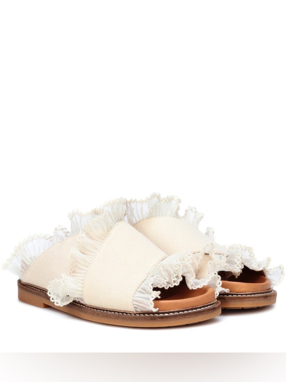 Ganni sandals womens 39 9 beth ruffle canvas romantic boho cottagecore feminine